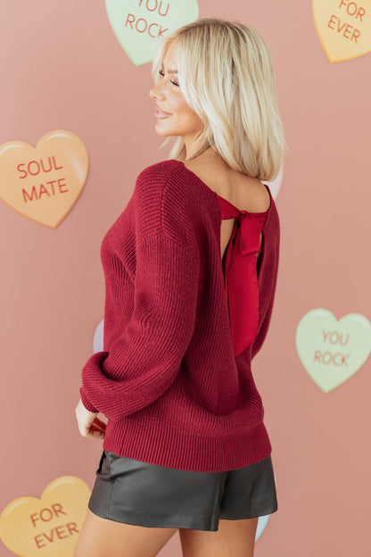 Threaded Pear Rosalina Backless Drop Shoulder Sweater