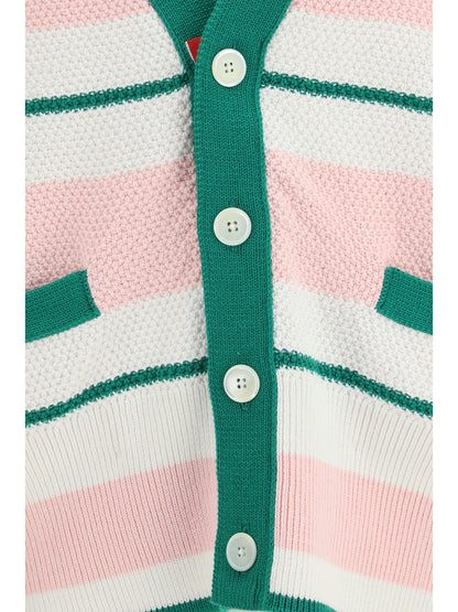 V-Neck Cardigan Seed Stitch Light Pink