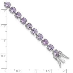 Round Purple Amethyst Prong Sterling Silver Tennis Bracelet