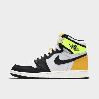 [575441-118] Grade School Air Jordan Retro 1 High Og 'white Black Volt University Gold'