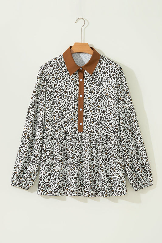 Threaded Pear Elsa Puff Sleeve Print PLUS Blouse