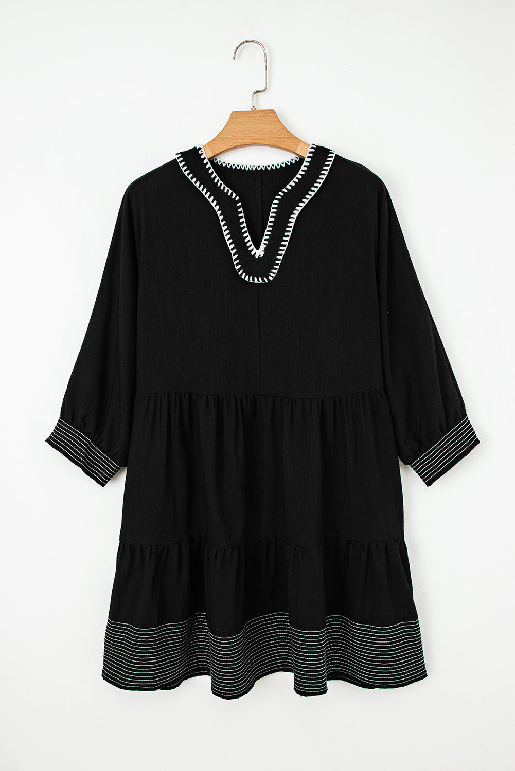 Threaded Pear Patara Sleeve Tiered Mini Dress