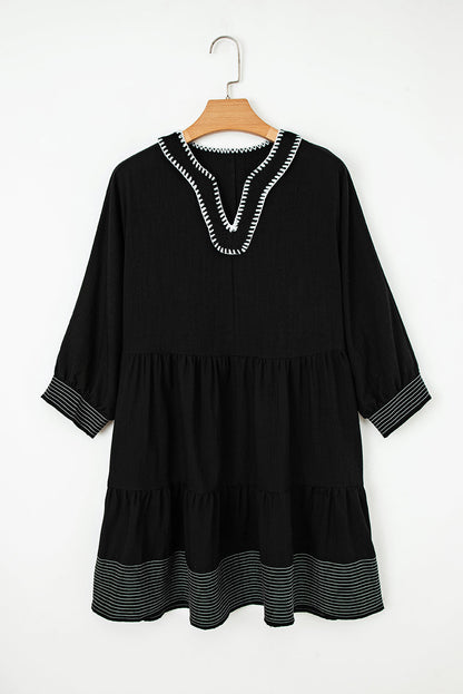 Threaded Pear Patara Sleeve Tiered Mini Dress