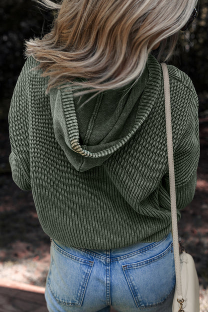 Threaded Pear Sofioya Knit Drawstring Hooded Sweater