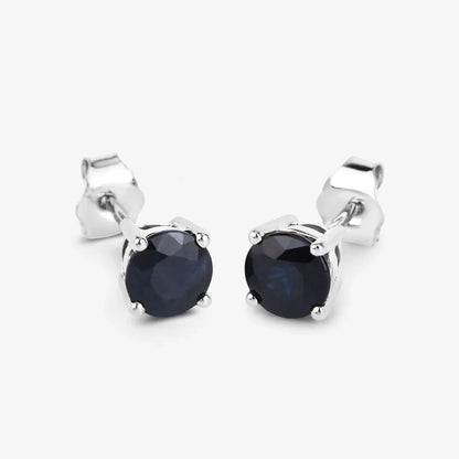 1.70 Ct Round Blue Sapphire Prong 10K Gold Stud Earrings