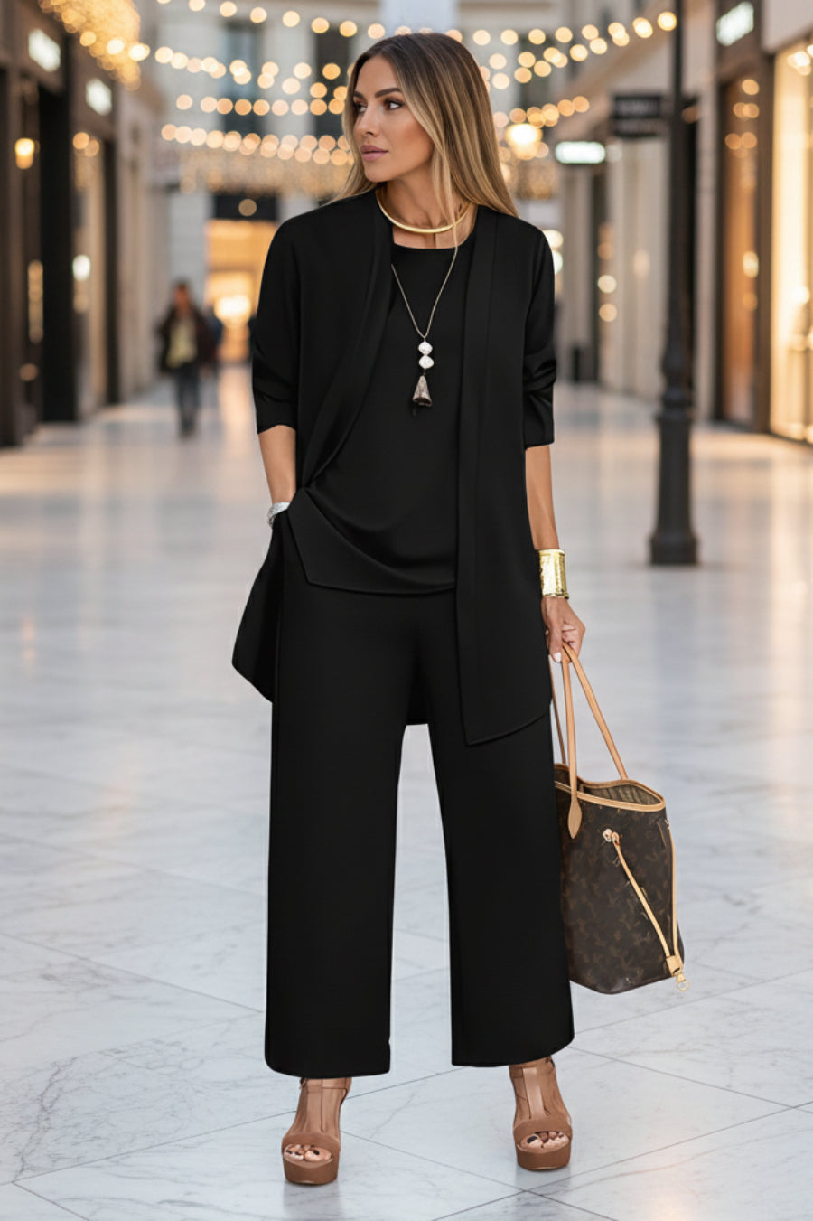 Women's 3-Piece Longline Duster Cardigan