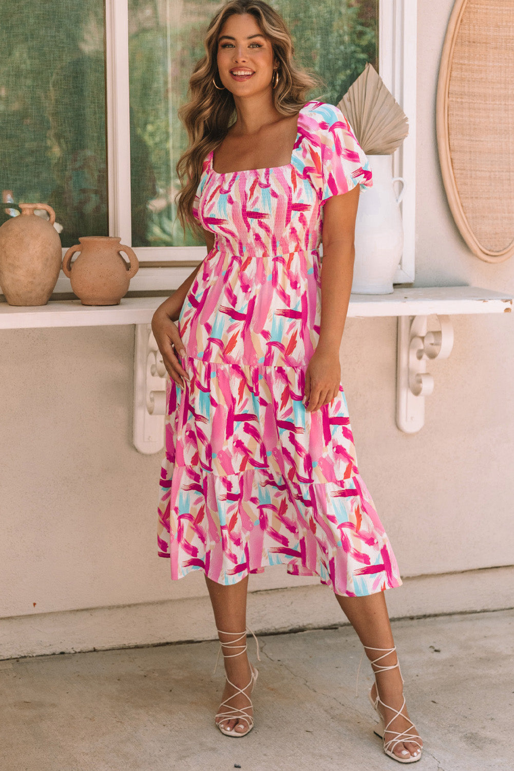 Threaded Pear Dalia Smocked Ruffle Tiered Dress