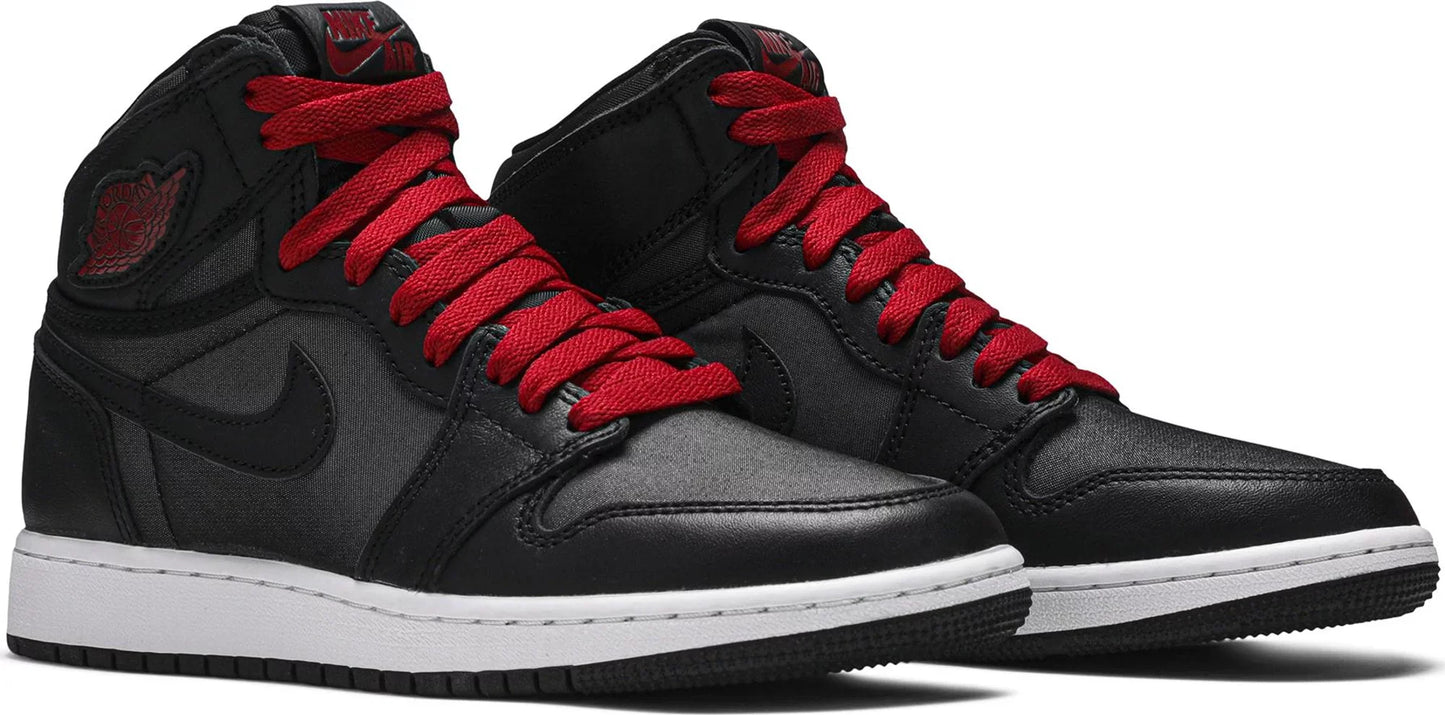 Air Jordan Grade School Retro 1 High Og 'Black Satin Gym Red Black' Gs Sneakers