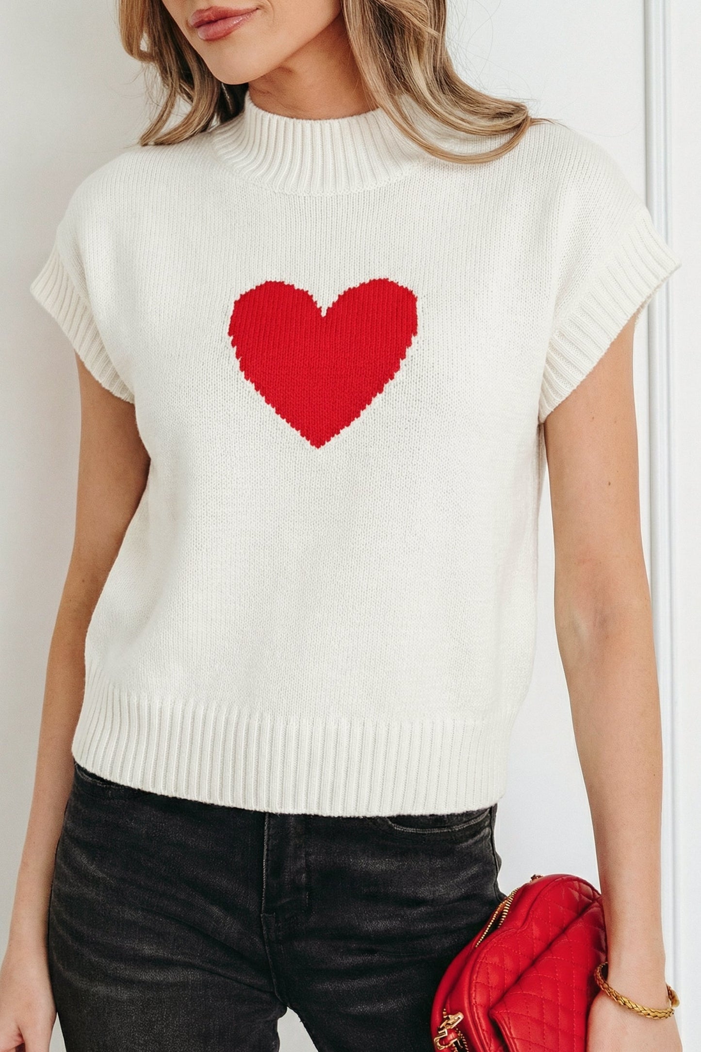 Threaded Pear Adele Cropped Short Sleeve Sweater