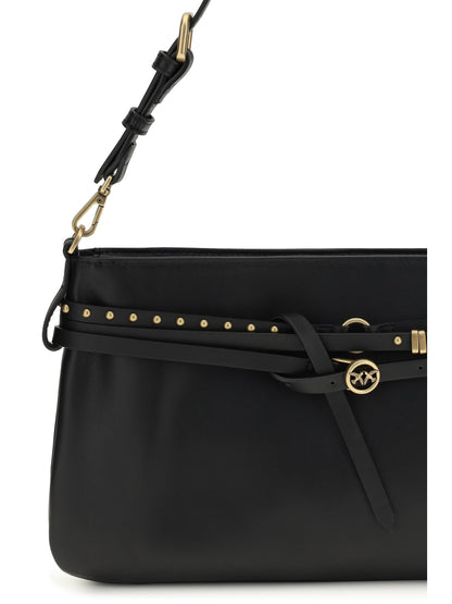 Shoulder Bag Calf Leather Black/Antique Gold