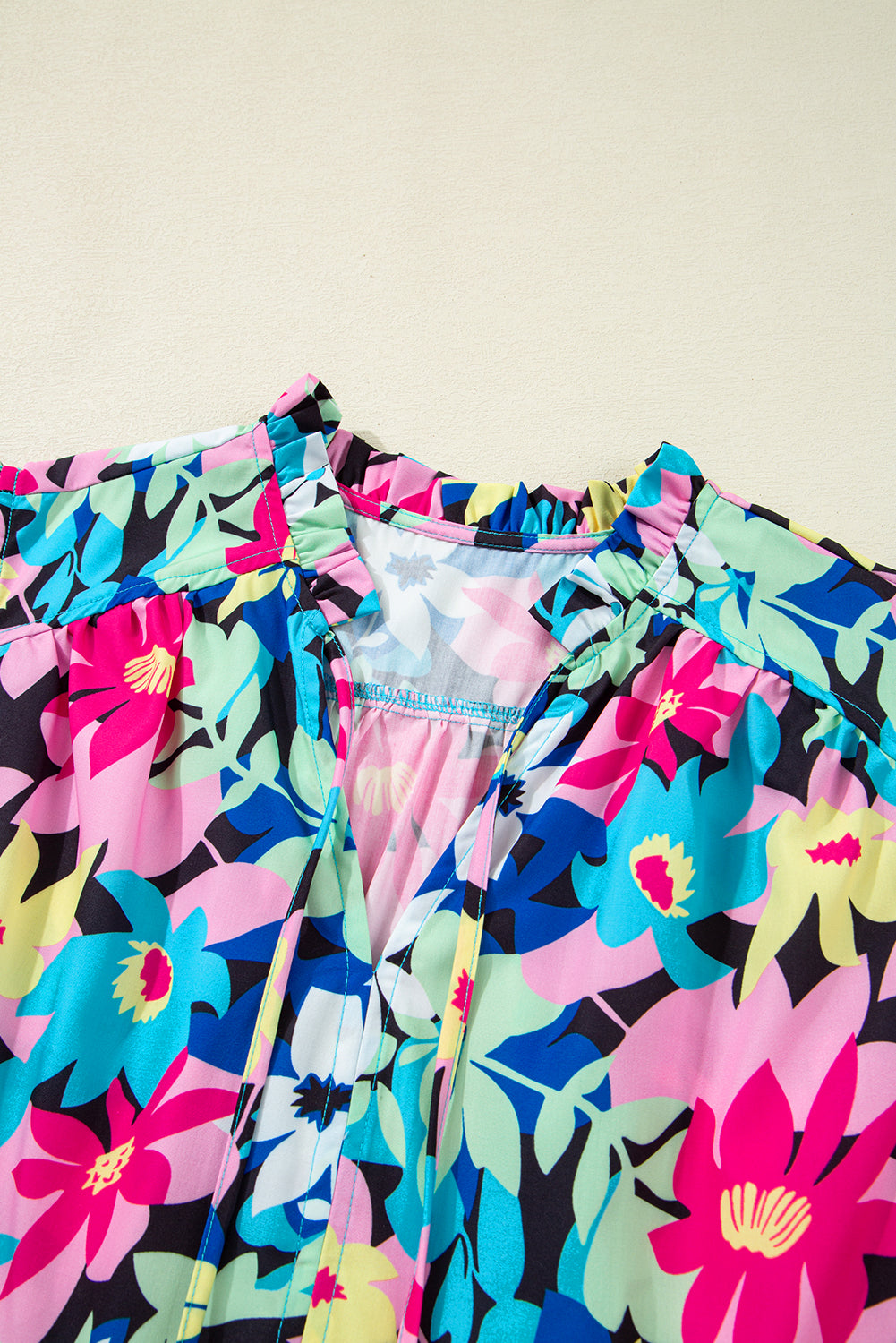 Threaded Pear Dani Sleeve Tied Notched PLUS Blouse