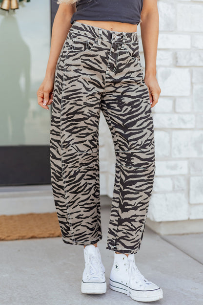 Threaded Pear Hunter Printed Wide Leg Jeans