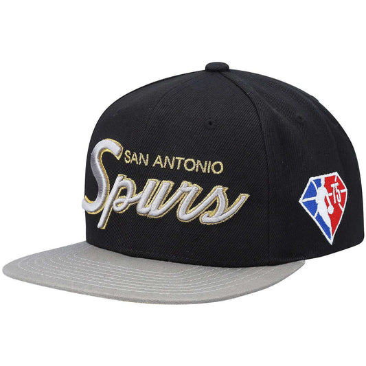 Men's Mitchell & Ness NBA 75Th Gold Snapback Spurs - Black