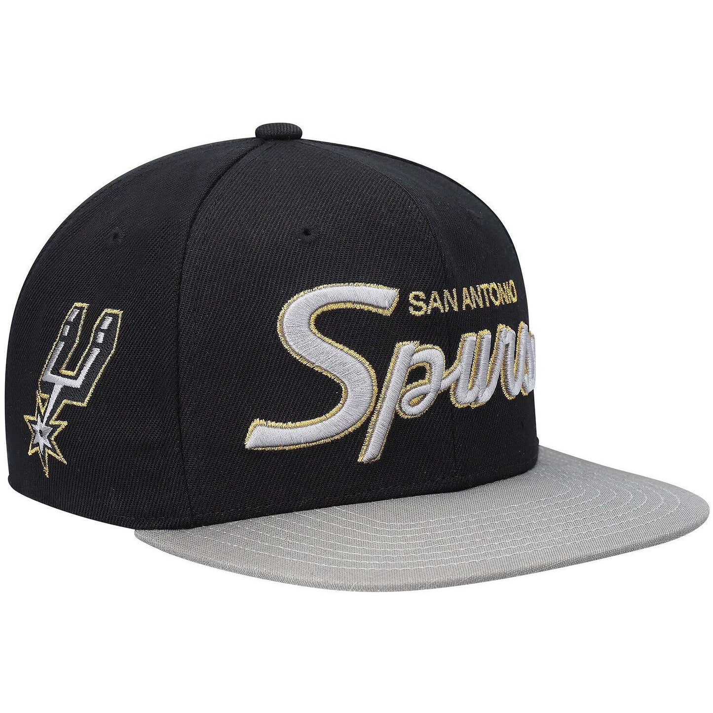 Men's Mitchell & Ness NBA 75Th Gold Snapback Spurs - Black