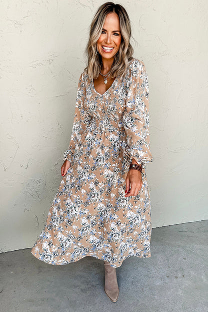Threaded Pear Indy Puff Sleeve Long Dress
