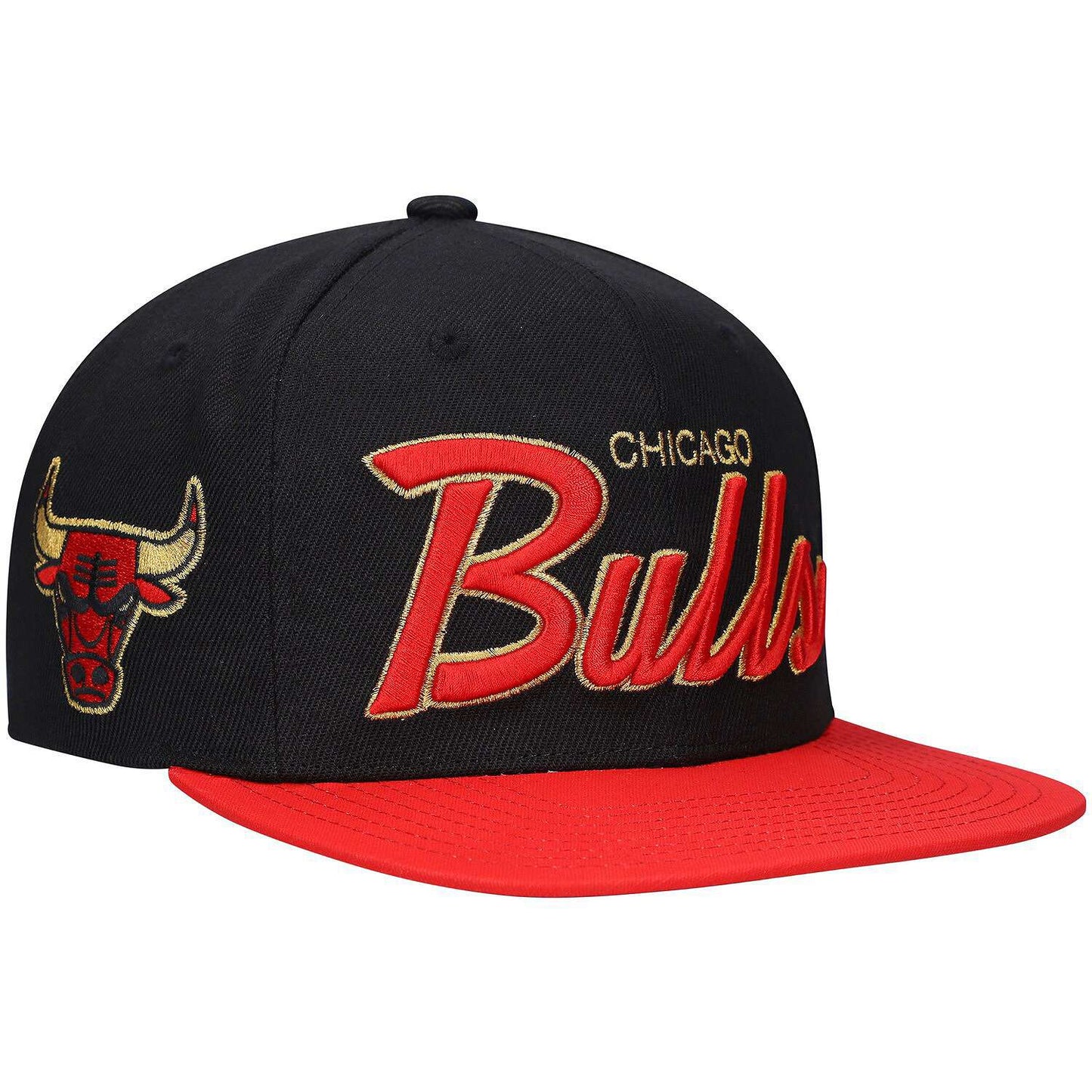 Men's Mitchell & Ness NBA 75Th Gold Snapback Bulls - Black
