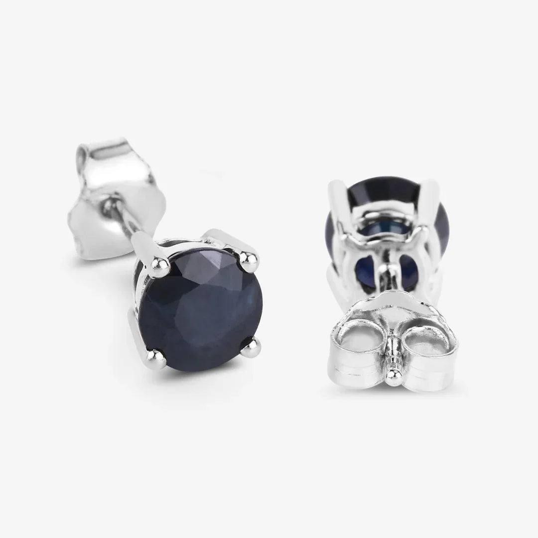 1.70 Ct Round Blue Sapphire Prong 10K Gold Stud Earrings