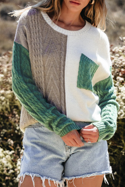 Threaded Pear Evelyn Patched Drop Shoulder Sweater
