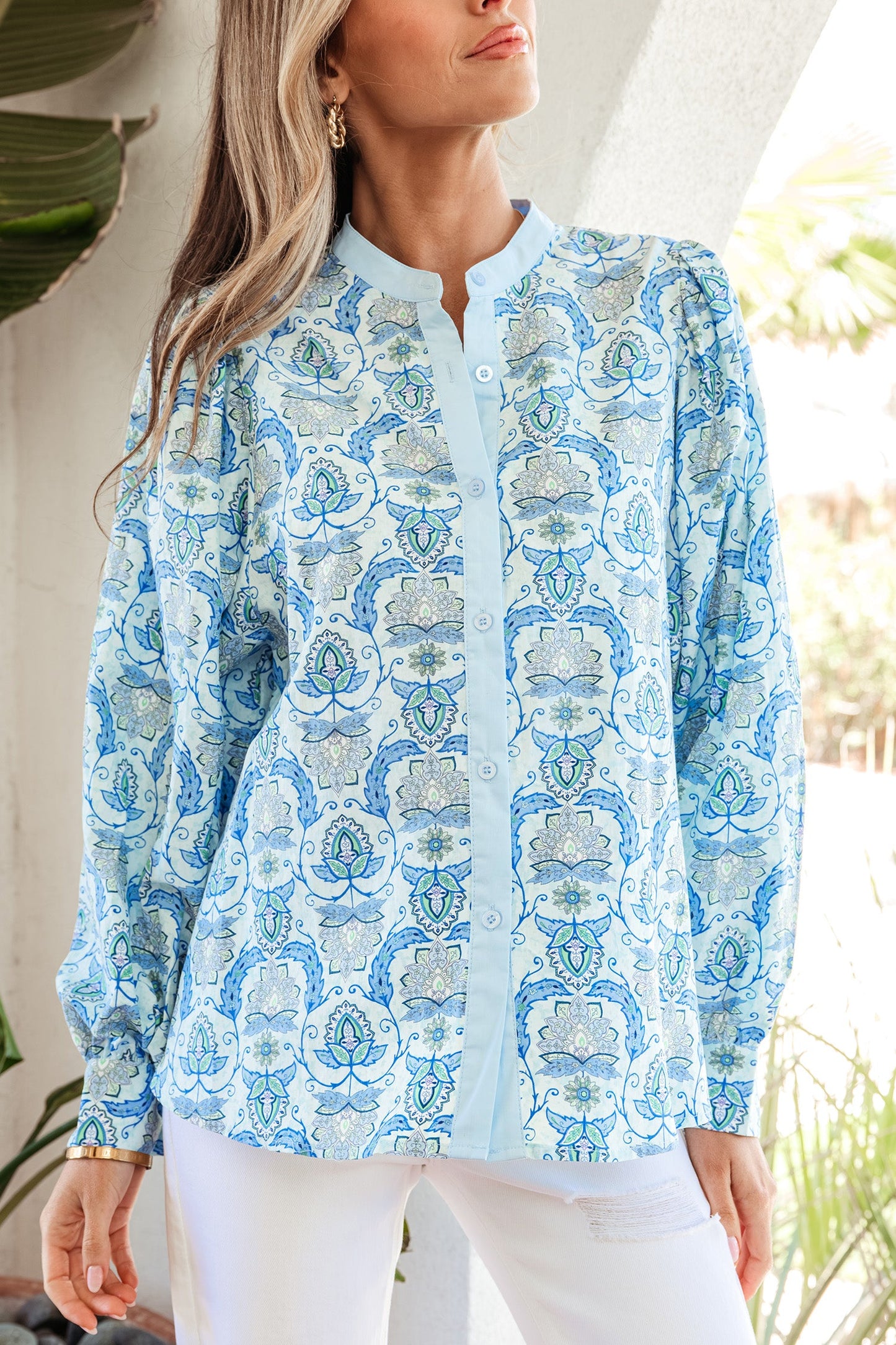 Threaded Pear Micah Puff Sleeve Loose Shirt