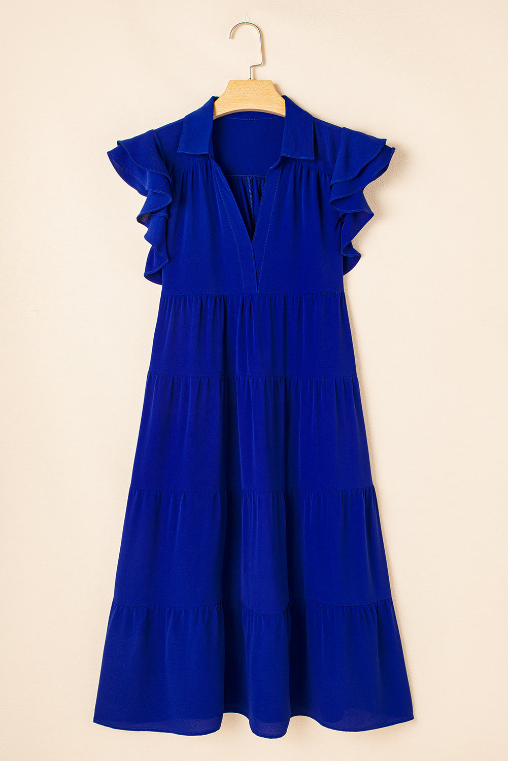 Threaded Pear Zelda Collared Tiered Midi Dress
