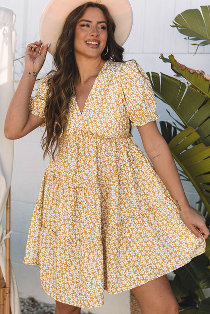 Threaded Pear Charleigh Floral Short Sleeve Mini Dress