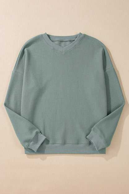 Threaded Pear Halo Knit Drop Shoulder Top