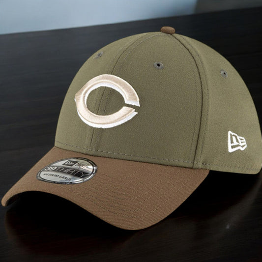 Men's New Era MLB Cincinnati Reds 3930 Stretch Fit - Olive/Brown