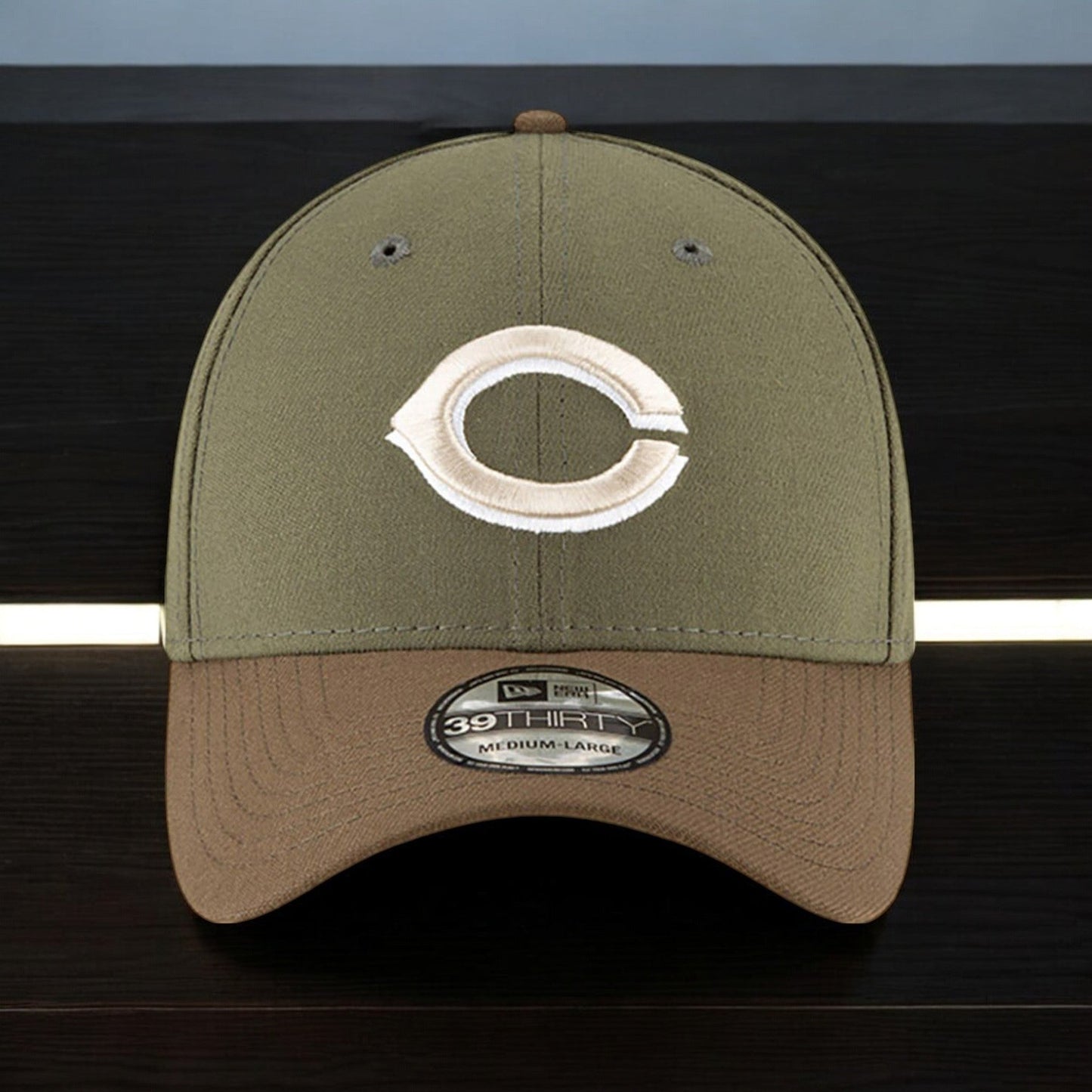 Men's New Era MLB Cincinnati Reds 3930 Stretch Fit - Olive/Brown