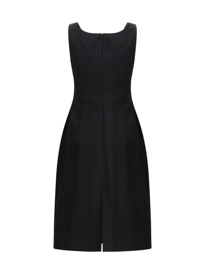 Sleeveless Dress Draped Neckline Black