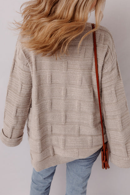 Threaded Pear Athena Knit Open Front Chic Cardigan with Pockets