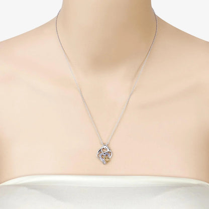 Round Violet Tanzanite Prong Silver Double Heart Pendant Necklace