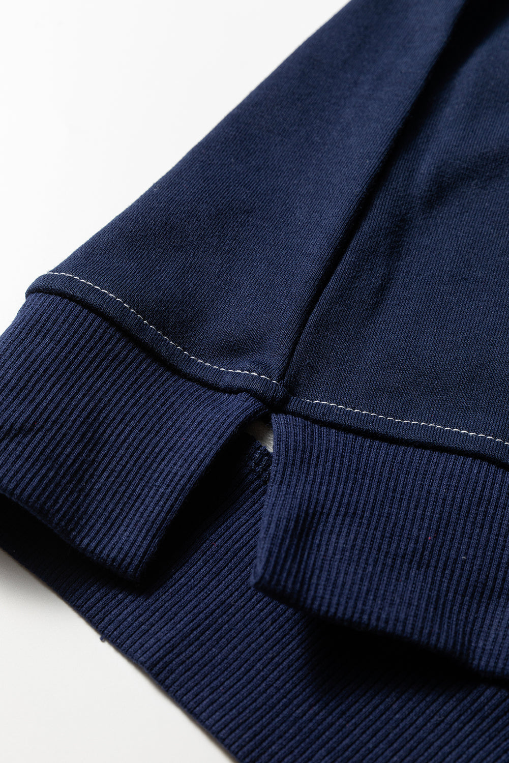 Threaded Pear Blue Stripe Contrast Stitched Detail Color Block Patchwork Plus Size Sweatshirt