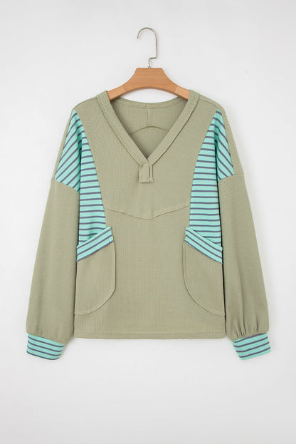 Threaded Pear Madison Exposed Seam Waffle Baggy Pullover