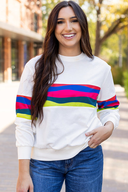 Alora Striped Accent Long Sleeve Top - Threaded Pear