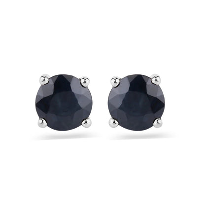 1.70 Ct Round Blue Sapphire Prong 10K Gold Stud Earrings