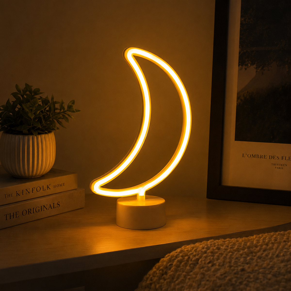 Glowing Moon Neon Lamp for Bedroom Décor-
