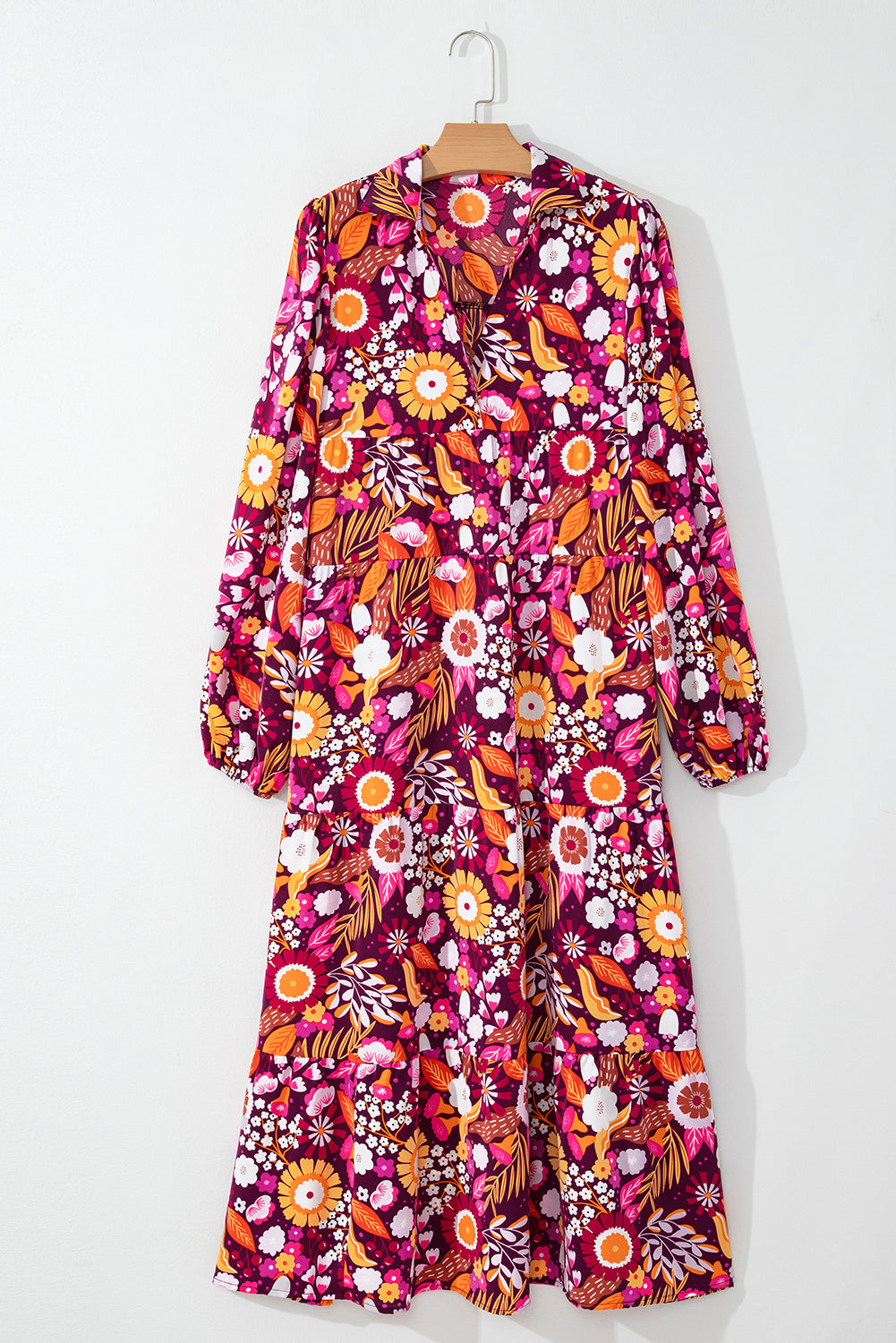 Threaded Pear Alina Collared Tiered Long Dress