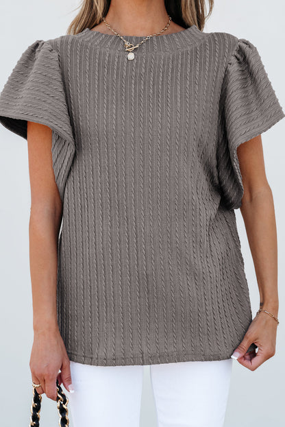 Threaded Pear Brynn Textured Flutter Sleeve Top