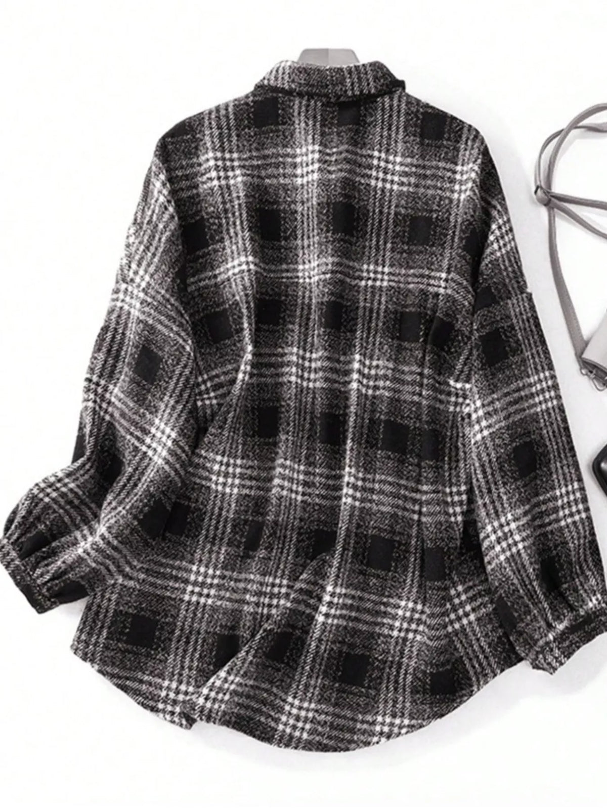 Plaid Button Up Long Sleeve Shacket