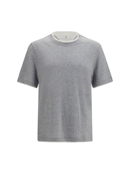 Short-Sleeve Cotton T-Shirt Medium Grey/Off White