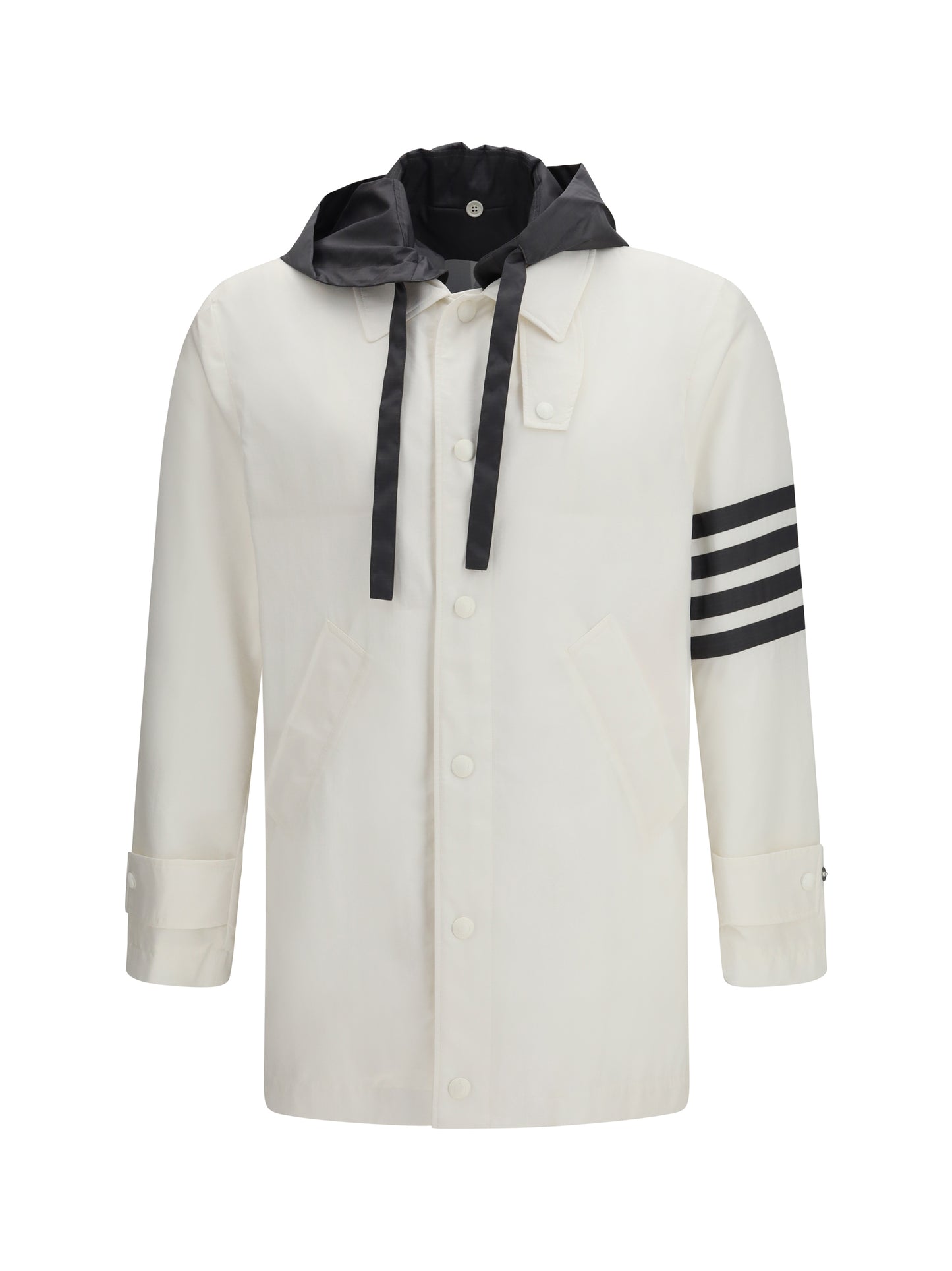 Hooded Bal Collar Jacket White