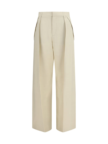 Wide Leg Canvas Pants Light Beige