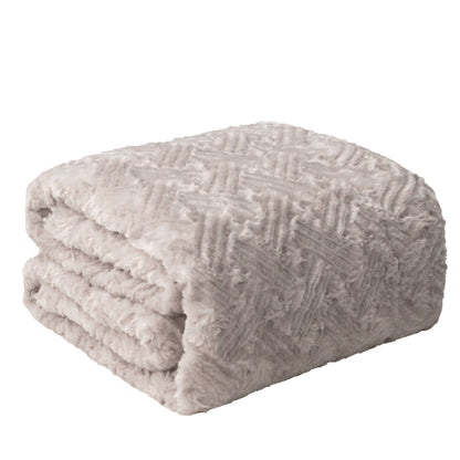 DaDalogy Lavender Grey Faux Fur Sherpa Throw Blanket