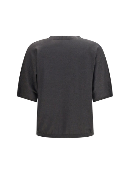 Short-Sleeve Cashmere and Silk Sweater