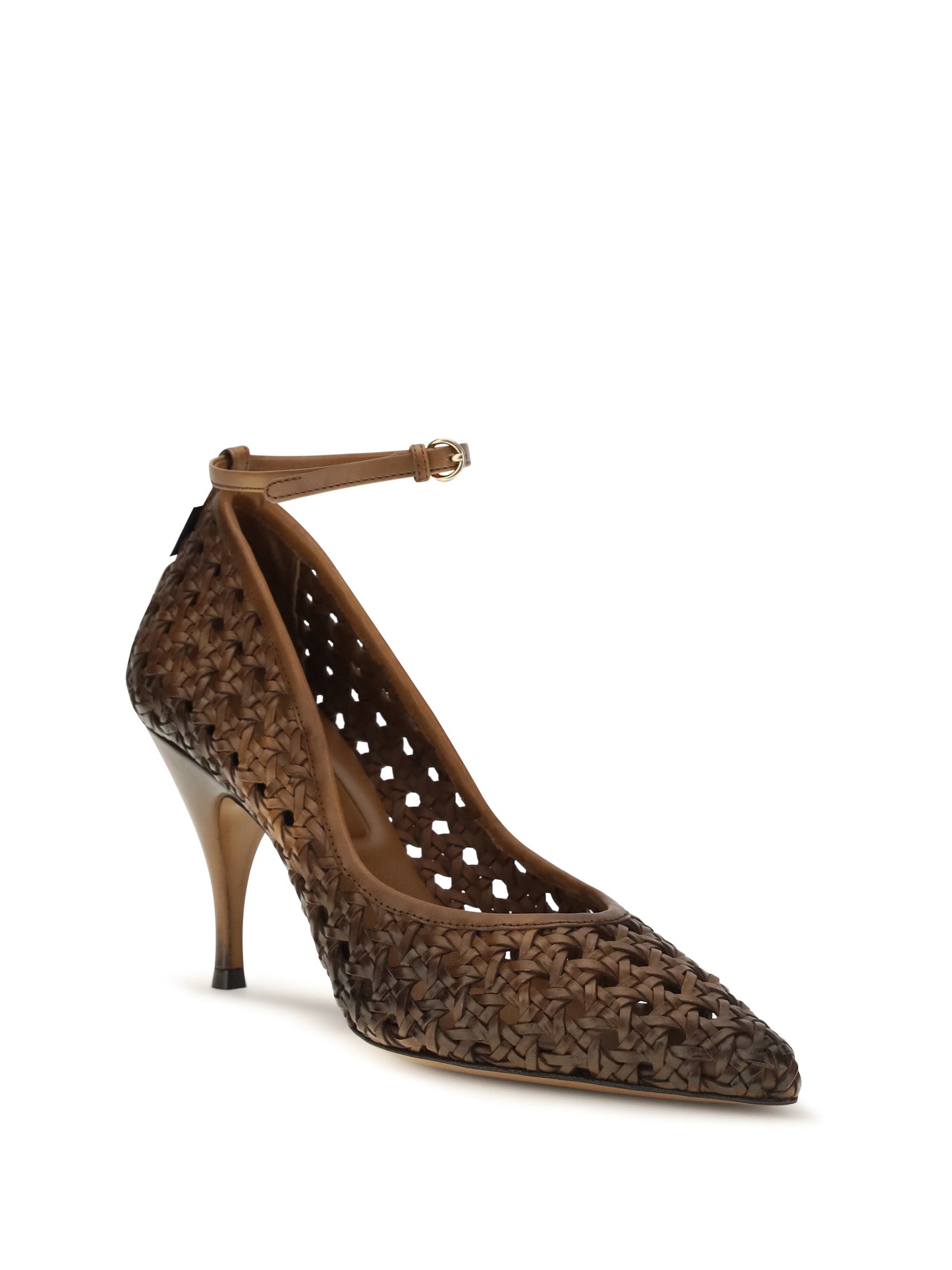 Pumps Woven Leather Cognac