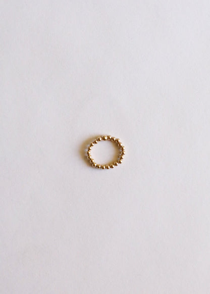 Raw Cognac Baltic Amber + 14K Gold Filled Beaded Ring Stack