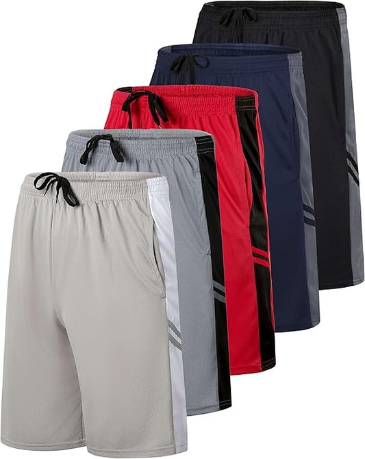 (5-Pack) Men's Active Athletic Mesh Performance Shorts