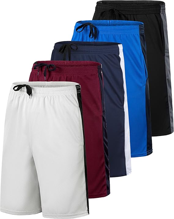 (5-Pack) Men's Active Athletic Mesh Performance Shorts