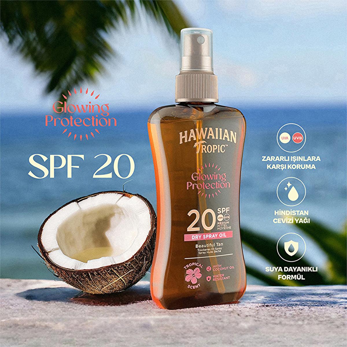Hawaiian Tropic Glowing Protection SPF20 Sunscreen Oil: Tan & Moisturize with UVA/UVB Protection