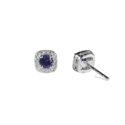 Small Sapphire Halo Stud Earrings